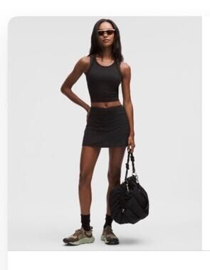 Lululemon Pace Rival Mid-Rise Skirt Long Black Size 6